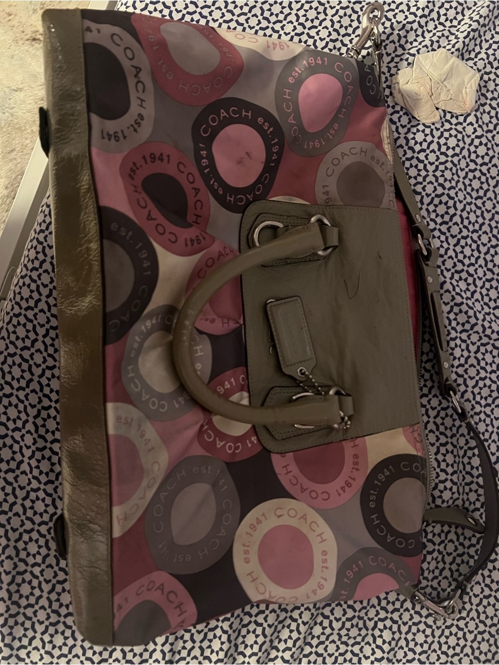 Coach Pink & Gray Signature Circle Shoulder Bag - Picture 2 of 3